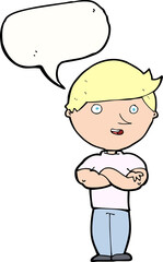 cartoon happy man with speech bubble