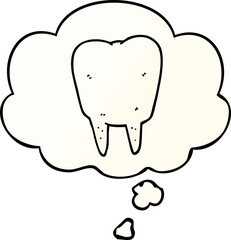 cartoon tooth and thought bubble in smooth gradient style