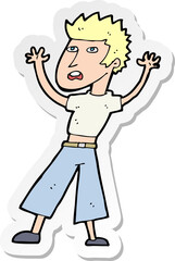 sticker of a cartoon man panicking