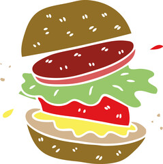 quirky hand drawn cartoon veggie burger