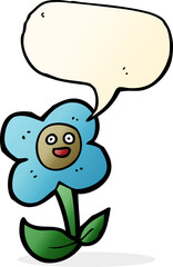 cartoon flower with face with speech bubble