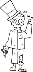 black and white cartoon posh zombie