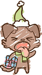 Christmas Dog Chalk Drawing