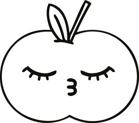 Obraz premium line drawing cartoon red apple