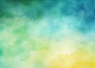Watercolor blue, green and yellow background, vibrant and whimsical watercolor abstract background. Soft, flowing colors, delicate texture adds a touch of sophistication
