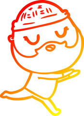 warm gradient line drawing cartoon man with beard