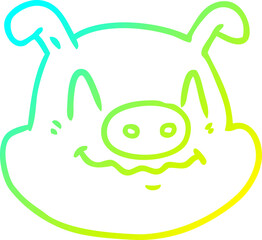 cold gradient line drawing cartoon pig face