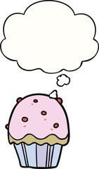 cartoon cupcake and thought bubble