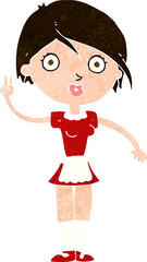 cartoon waitress making hand gesture