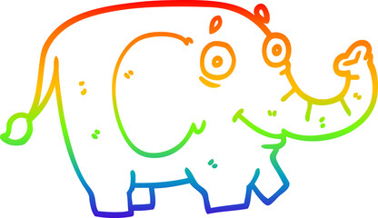 rainbow gradient line drawing cartoon funny elephant