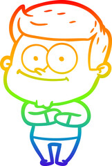 rainbow gradient line drawing cartoon happy man