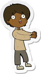 sticker of a cartoon shocked boy