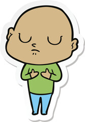 sticker of a cartoon bald man