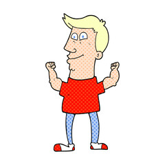 cartoon celebrating man