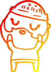 warm gradient line drawing cute cartoon man with beard