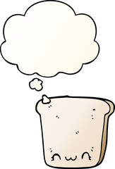 cartoon slice of bread and thought bubble in smooth gradient style