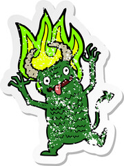 retro distressed sticker of a cartoon demon