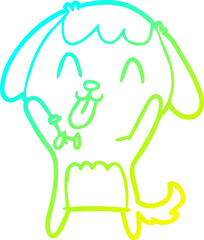 cold gradient line drawing cute cartoon dog