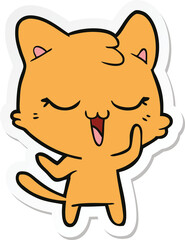 sticker of a happy cartoon cat