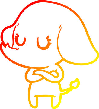 recommend clip art: warm gradient line drawing cute cartoon elephant