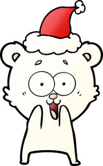 excited teddy bear gradient cartoon of a wearing santa hat