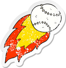 retro distressed sticker of a cartoon sports ball