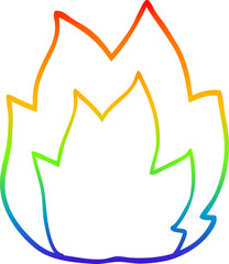 rainbow gradient line drawing cartoon fire explosion