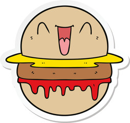 sticker of a cartoon happy burger