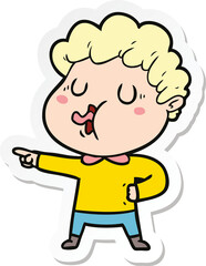 sticker of a cartoon man singing