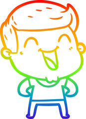 rainbow gradient line drawing cartoon man laughing