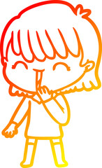 warm gradient line drawing cartoon woman