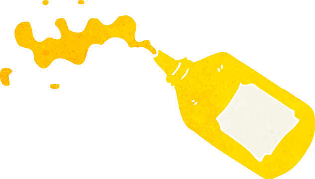 cartoon squirting mustard bottle