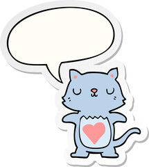 cute cartoon cat and speech bubble sticker