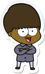 sticker of a happy cartoon boy