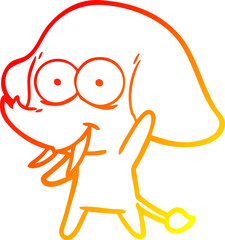 warm gradient line drawing happy cartoon elephant