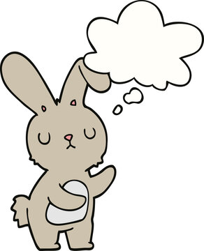 cute cartoon rabbit and thought bubble