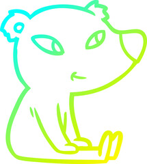 Obraz premium cold gradient line drawing cute cartoon bear sitting