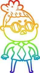 rainbow gradient line drawing cartoon annoyed woman