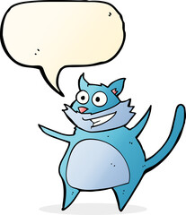 funny cartoon cat with speech bubble