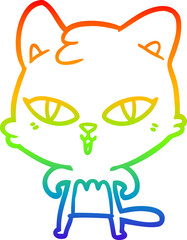rainbow gradient line drawing cartoon cat