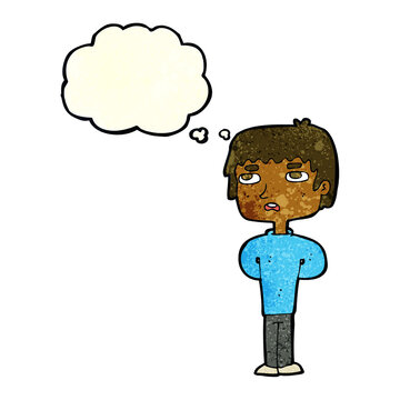 recommend clip art: cartoon unhappy man with thought bubble