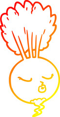 warm gradient line drawing cartoon root vegetable