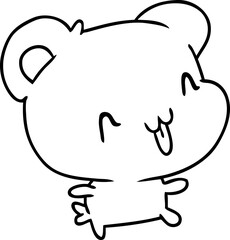 line drawing kawaii cute happy bear