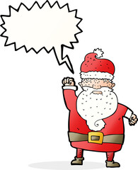 cartoon angry santa claus with speech bubble