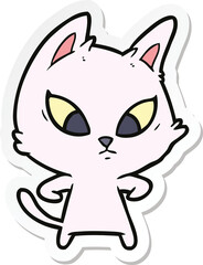 sticker of a confused cartoon cat