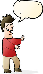 cartoon laughing man with speech bubble