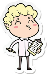 sticker of a cartoon man pouting