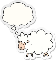 cartoon sheep and thought bubble as a printed sticker