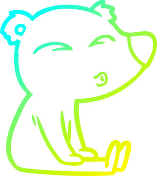 recommend clip art: cold gradient line drawing cartoon whistling bear sitting