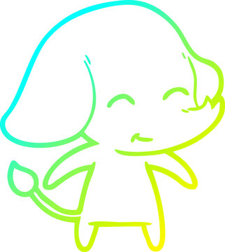 recommend clip art: cold gradient line drawing cute cartoon elephant